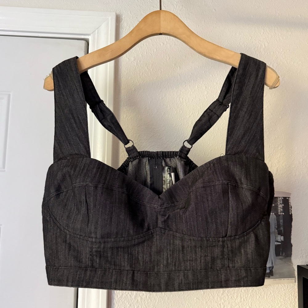 COUTURE FOR EVERY BODY dark grey washed black cotton blend pinup corset bustier